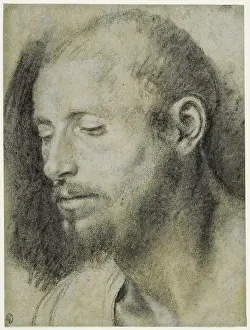 16th Century European Art Imprime: Study of the Head of a Bearded Man