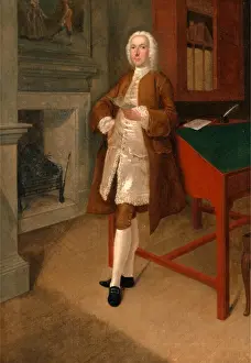 18th Century Painting Imprime: An Unknown Man in a Library, Arthur Devis, 1712-1787, British