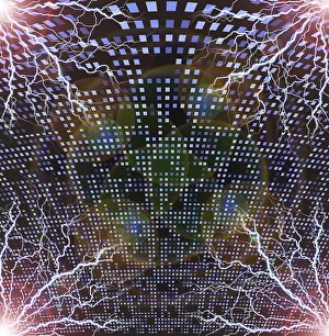 Digital Art Backgrounds Imprime: Abstract pattern with lightnings