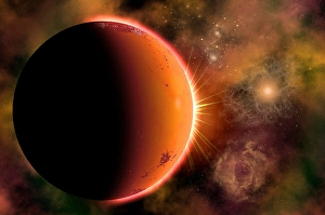 Binary Star System Imprime: An alien planet in orbit around a binary star system