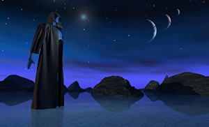 Artificial Intelligence Concept Imprime: Android in alien landscape