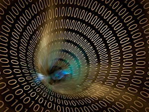 Digital Data Transmission Imprime: Binary code tunnel of network or internet