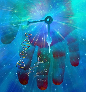 Double Helix Model Imprime: DNA Human Clock. 3D rendering
