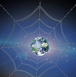 Binary Code Concept Imprime: Internet represented by web of binary