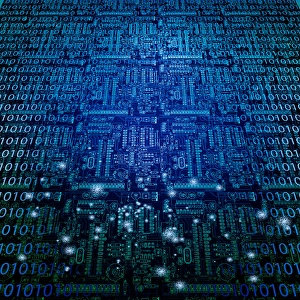 Binary Code Image Imprime: Machine language and circuit background