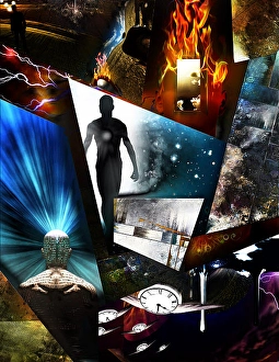 Colorful Digital Art Imprime: Multi Layered abstract composition. 3D rendering
