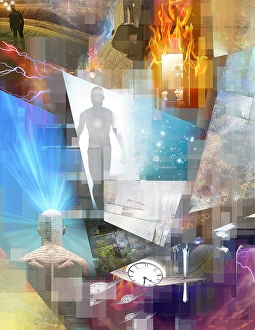 Digitally Generated Artwork Imprime: Multi Layered abstract composition. 3D rendering