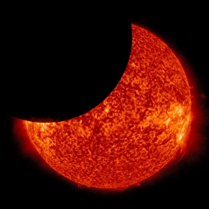 Moon And Sun Alignment Imprime: A partial solar eclipse from space