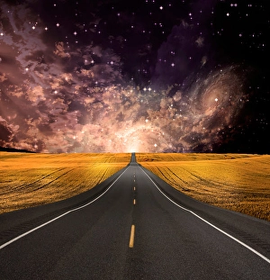 Rural Road Scenery Imprime: Path vanishes in background