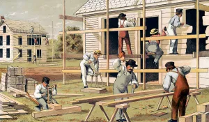 Antique Building Exterior Imprime: Prang's aid for object teaching, carpentry