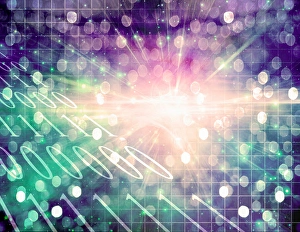 Electronic Communication Network Imprime: Shining light in binary abstract background