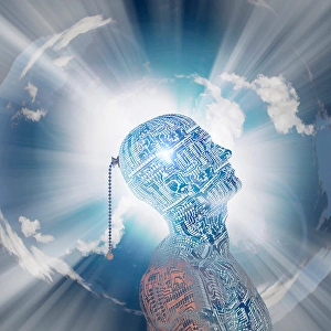 Artificial Intelligence Concept Imprime: Technology mind with pull switch