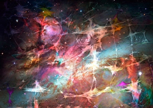 Abstract Space Art Imprime: Weblike structure symbolizing time and space