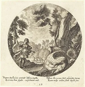 Roman Mythological Creatures Imprime: Apollo Killing the Python, 1665. Creator: Georg Andreas Wolfgang