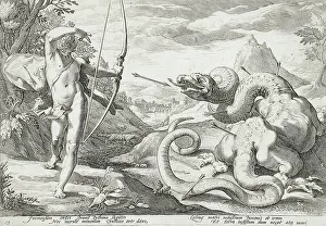 Hendrik Goltzius Engraving Imprime: Apollo Killing the Python, published 1589. Creator: Hendrik Goltzius