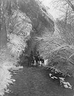 Black And White Native American Images Imprime: Approaching winter-Apsaroke, c1908. Creator: Edward Sheriff Curtis