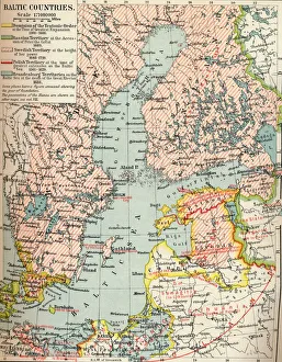 Antique Cartography Maps Imprime: Baltic Countries, c1907, (1907)