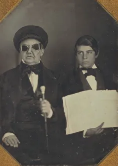 Heritage Art In America Imprime: Blind Man and His Reader, ca. 1850. Creator: Unknown