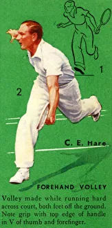 British Tennis Player Imprime: C. E. Hare - Forehand Volley, c1935. Creator: Unknown