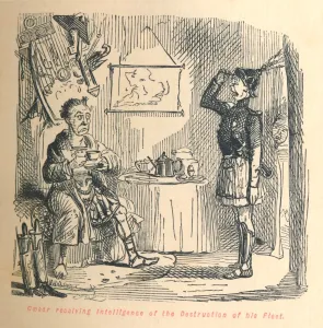 Monochrome Engraving Imprime: Caesar receiving intelligence of the Destruction of his Fleet