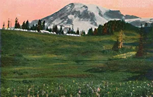 Snow Capped Mountain Ranges Imprime: Camp of the Clouds, Mount Rainier, c1916. Artist: Asahel Curtis