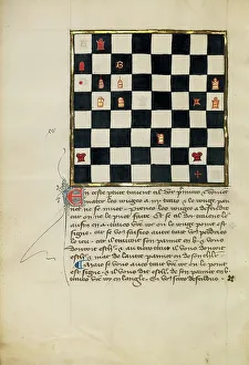 Gold Leaf Illuminated Manuscript Imprime: Chess Problem; Book of Chess Problems, late 14th century. Creator: Unknown