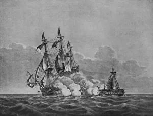 Ocean Transportation History Imprime: The Constitution and the Java, c1813. Artist: Nicholas Pocock