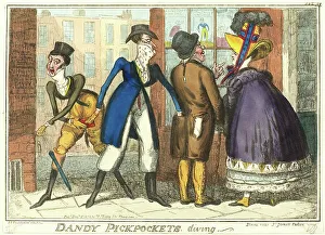 British Caricature Imprime: Dandy Pickpockets Diving, published December 2, 1818. Creator: Isaac Robert Cruikshank