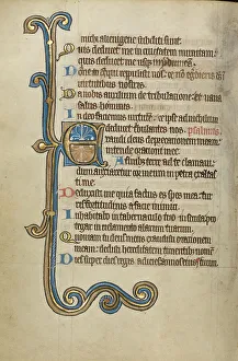 Flemish Illuminated Manuscripts Imprime: Decorated Initial E; Psalter, mid-1200s. Creator: Unknown