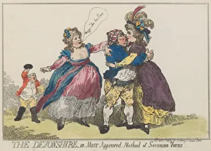 Eighteenth Century Colour Etchings Imprime: The Devonshire, or Most Approved Method of Securing Votes, April 12, 1784