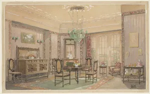 Art Centre Heritage Images Imprime: Dining room with matte seats, c.1925. Creator: Monogrammist HK