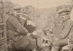 WWI Trench Life Imprime: Dinner in the trenches, c1915 (1928)