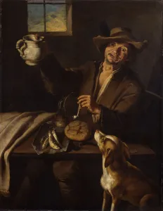 Oil On Canvas Baroque Art Imprime: Drinker