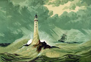 Faros Imprime: Faro de Eddystone, c1850.