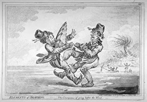 James Gillray Cartoons Imprime: Elements of Skateing. The consequence of going before the wind, 1805. Artist