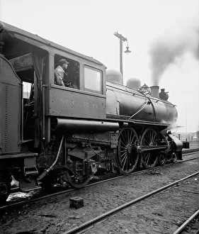 Black And White Train Images Imprime: An Engineer at his post, c1904. Creator: Unknown
