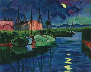 Expressionist Landscape Painting Imprime: Evening, c1922. Creator: Pechstein, Hermann Max (1881-1955)