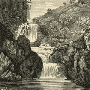 Black And White Ireland Imprime: Fall in the Devils Glen, 1898. Creator: Unknown