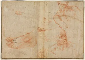 Red Chalk Drawings Italy Imprime: Figure Studies for the Sistine Ceiling (verso)