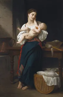William Adolphe Bouguereau Artwork Imprime: First Caresses