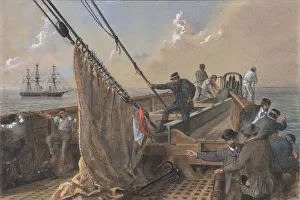 Atlantic Ocean Cable Laying Imprime: Forward Deck of the Great Eastern Cleared for the First Attempt to Grapple... 1865-66