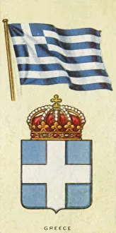 Greek National Flag Imprime: Greece, c1935. Creator: Unknown
