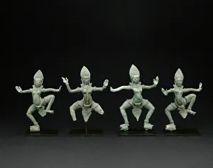 Grupo de Cuatro Bellezas Celestiales Bailando (Apsaras), período de Angkor.