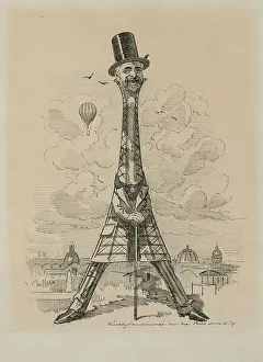 Exposition Universelle Art Imprime: Gustav Eiffel in the form of the Eiffel Tower