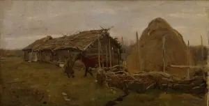 Summer Evening Scene Imprime: The haystack