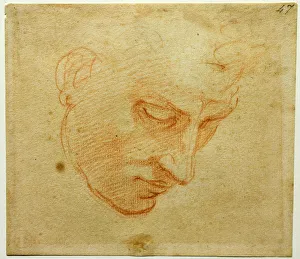 Red Chalk Drawings Italy Imprime: Head Study to the Sistine Chapel ceiling