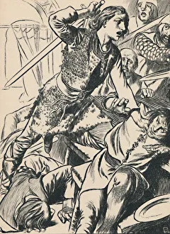 Hereward The Wake Imprime: Hereward and His Men Attack the Normans, c1907