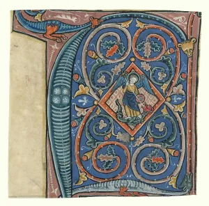 Saint George Painting Imprime: Historiated initial from an antiphonal, about 1260-1270. Creator: Unknown