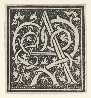Anonymous Woodcut Art Imprime: Initial letter A on patterned background, 1520. 1520. Creator: Anon