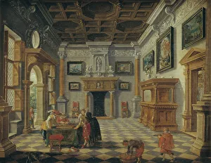 Heritage Art From Netherlands Imprime: Interior with Backgammon Players at Table